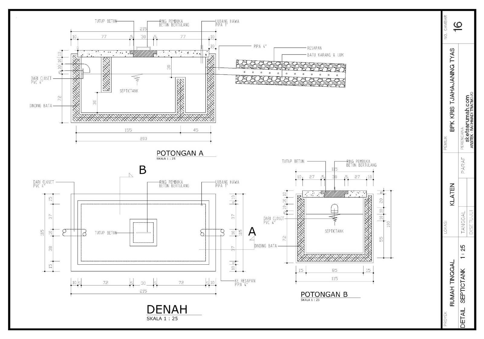 Denah Septic Tank Halaman Depan Pengertian Utilitas B - vrogue.co