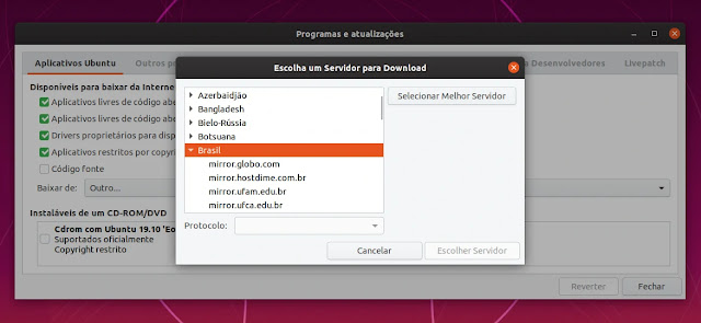 pós-install-instalação-ubuntu-19.10-linux-canonical-gnome-instalar-atualizar-guia-serrver-mirror-download