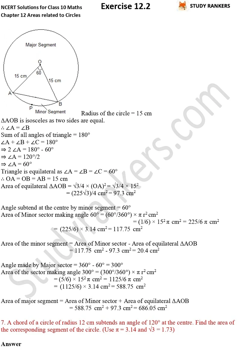 NCERT Solutions for Class 10 Maths Chapter 12 Areas related to Circles Exercise 12.2 Part 5