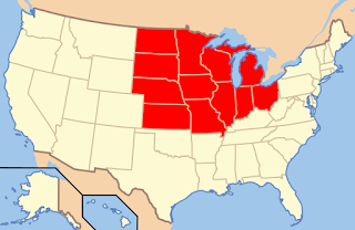 A map of the Midwest States