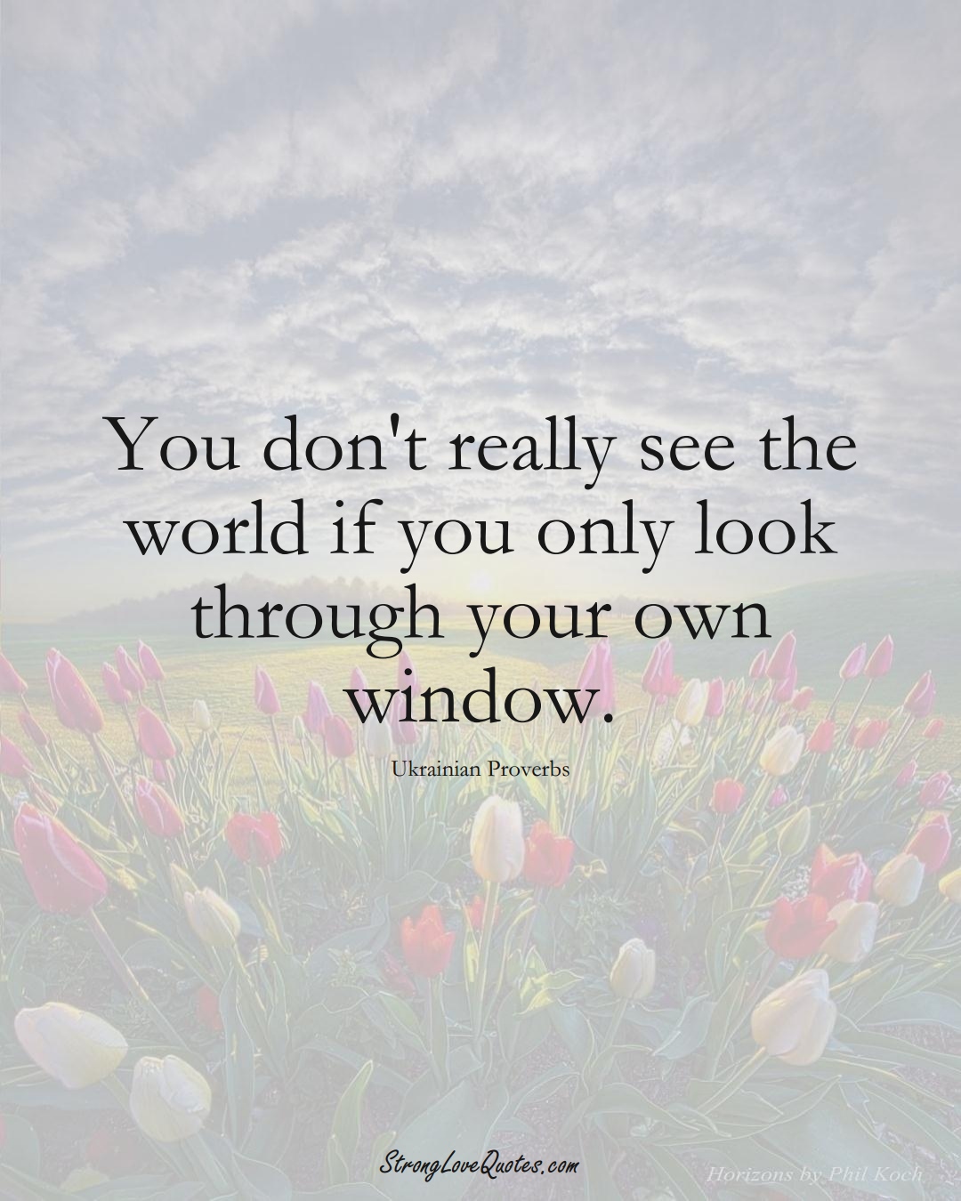 You don't really see the world if you only look through your own window. (Ukrainian Sayings);  #EuropeanSayings