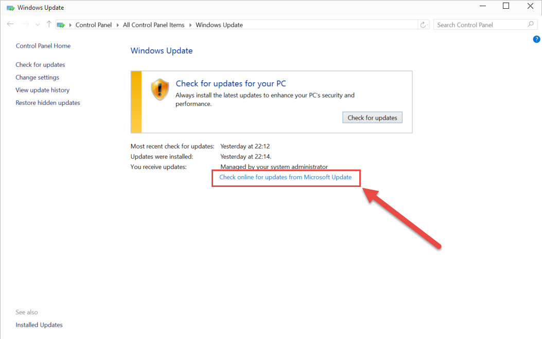 windows update managed by your system administrator windows update managed by your system administrator