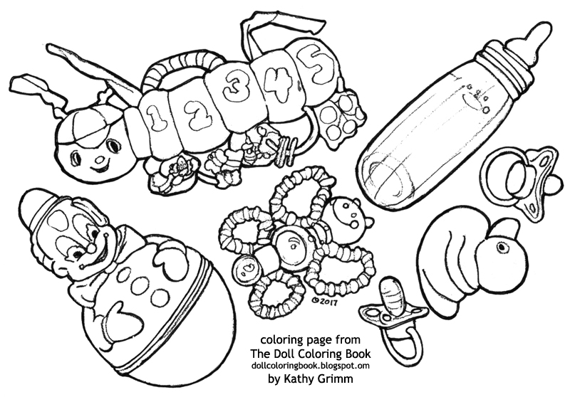 The baby's toys coloring page | The Doll Coloring Book