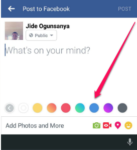 how to add background color to my facebook post on facebook mobile app