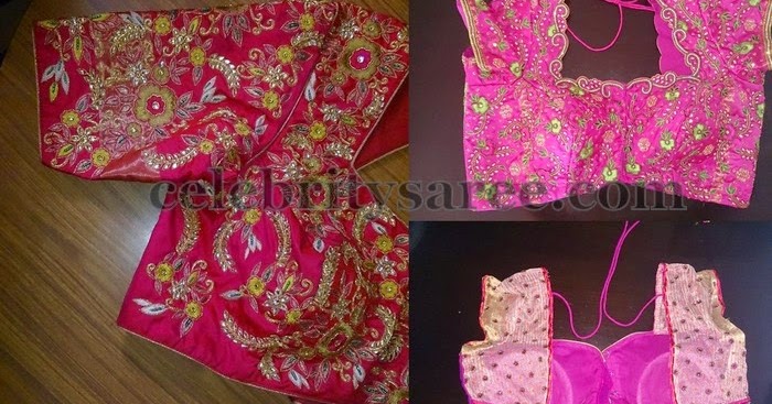 Pink Chain Work Silk Blouse Designs - Saree Blouse Patterns