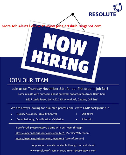 Job Openings for Engineers / Scientists / Quality Assurance