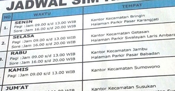 Jadwal Sim Keliling Semarang 2016 Kabupaten Waktu Dan Lokasi Sekitar Ungaran Sakaran