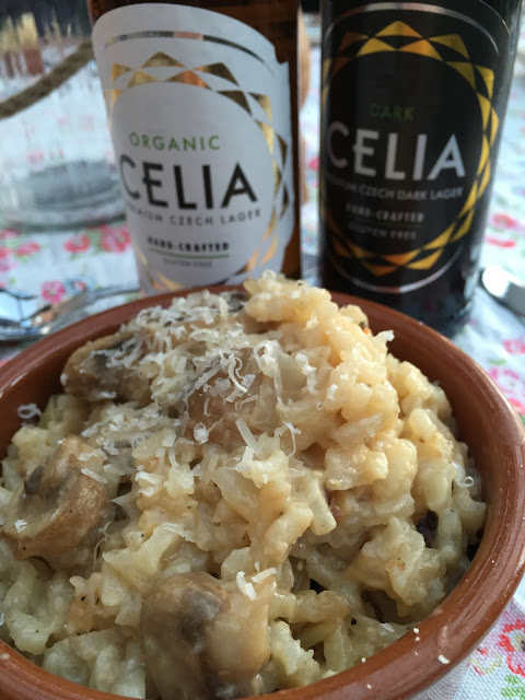 gluten free vegetarian risotto and beer