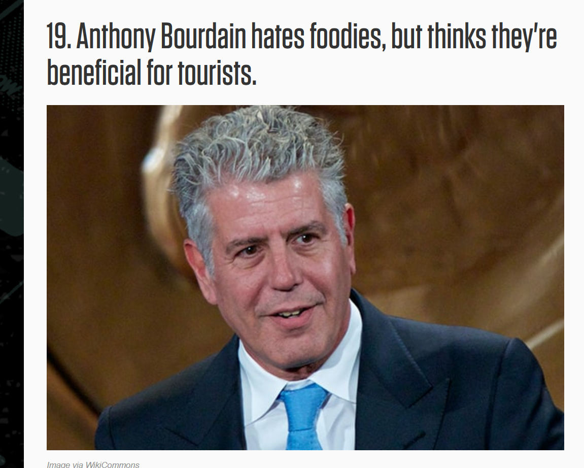 A Chef's Plate 13 Things Anthony Bourdain has a Distaste For