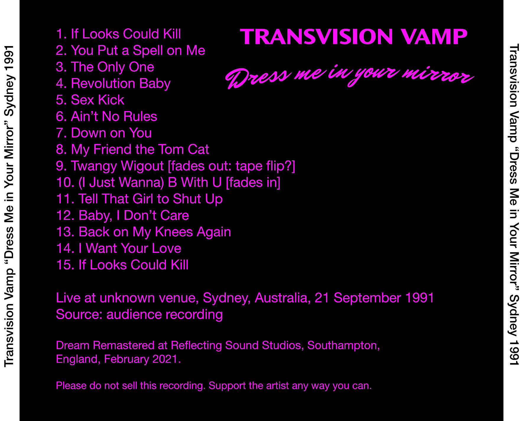 Dream Remaster Transvision Vamp Dress Me In Your Mirror 