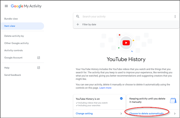 Удалить историю YouTube