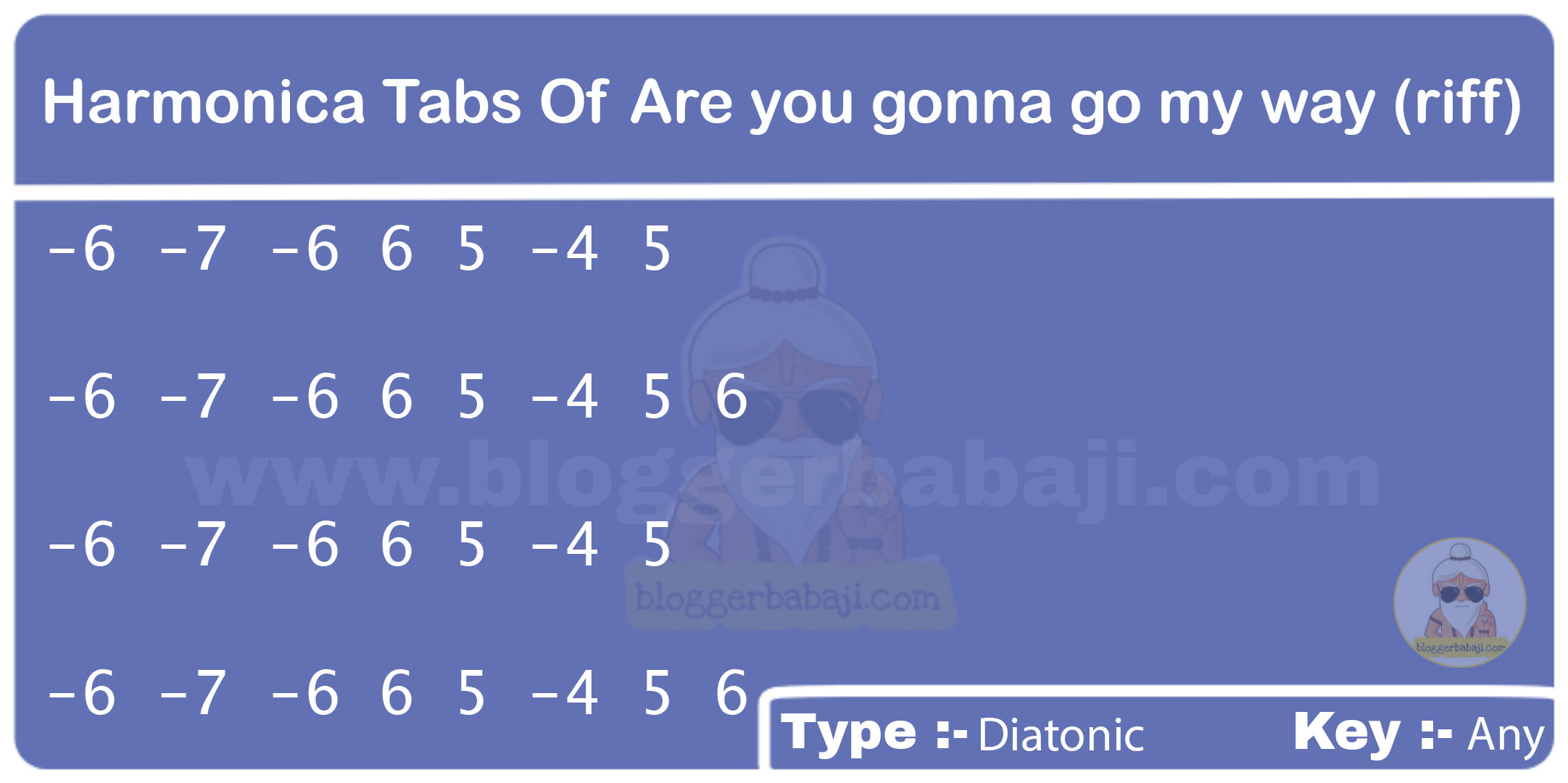 Harmonica Tabs Of Are you gonna go my way (riff)