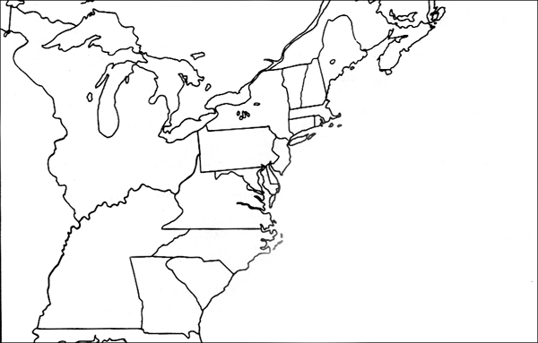 13 Colonies Blank Map - Free Printable Maps
