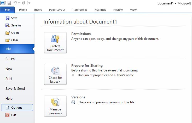 Экспорт в ворд. File options. File option где это.