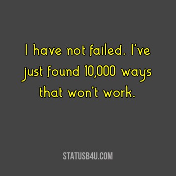 I have not failed. I've just found 10,000 ways that won't work.