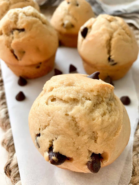 Egg Free chocolate chip muffins on greaseproof paper