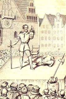 Ścięcie Dompniga (miedzioryt z poł. XIX w.) na wrocławskim Rynku Ścięcie Dompniga (miedzioryt z poł. XIX w.), Rynek we Wrocławiu
