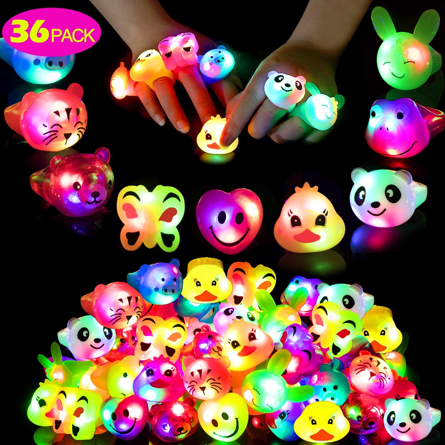Mikulala Birthday Party Favors for Kids Prizes Flashing 36 Pack LED