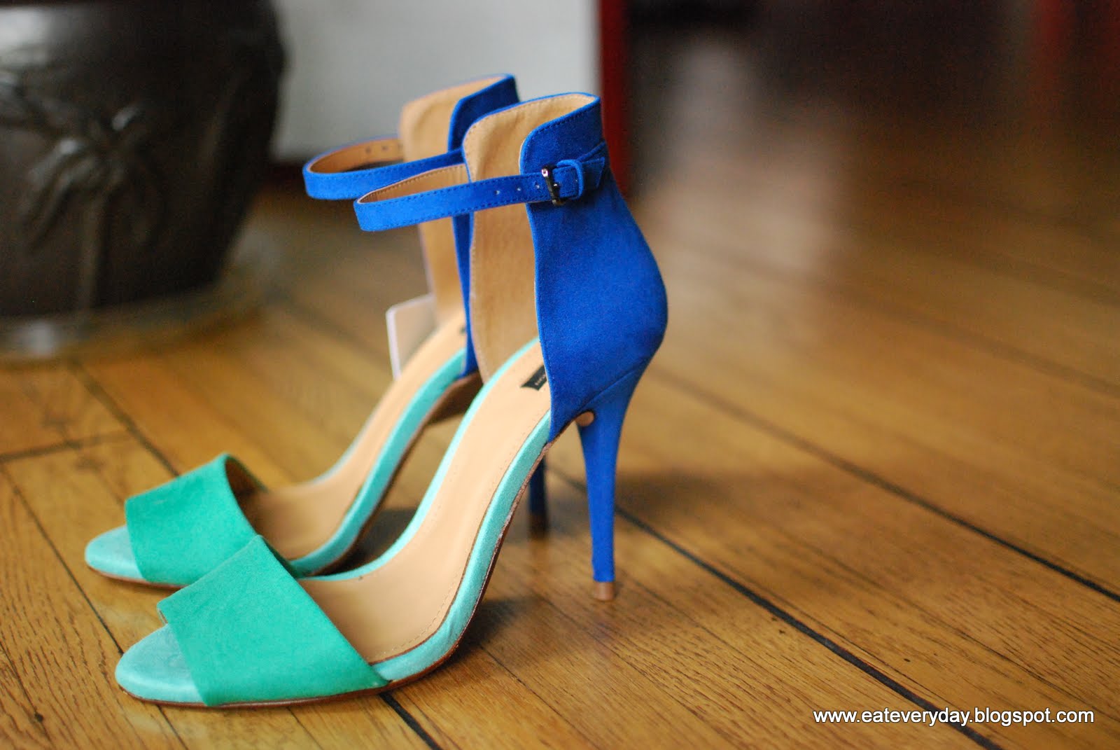 EAT Everyday: Colorblock Fun: Zara Turquoise and Blue Stiletto Sandals