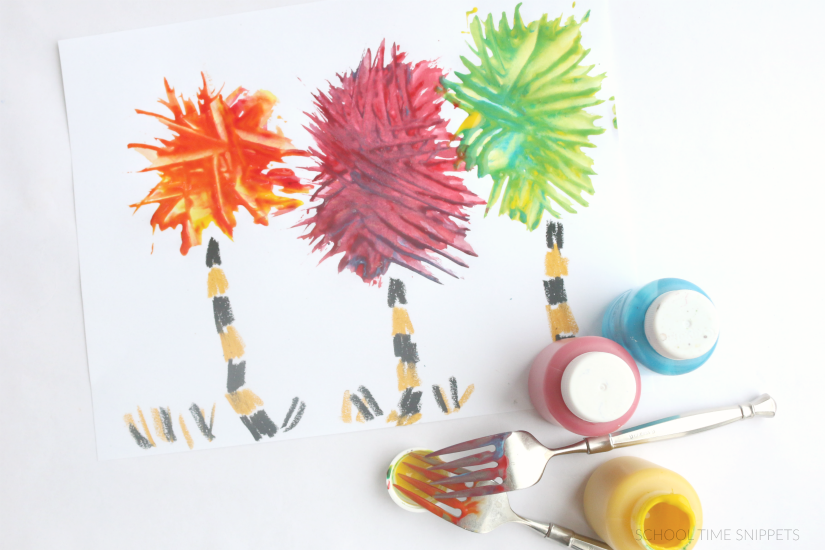 Dr. Seuss Art Project - color mixing truffula trees