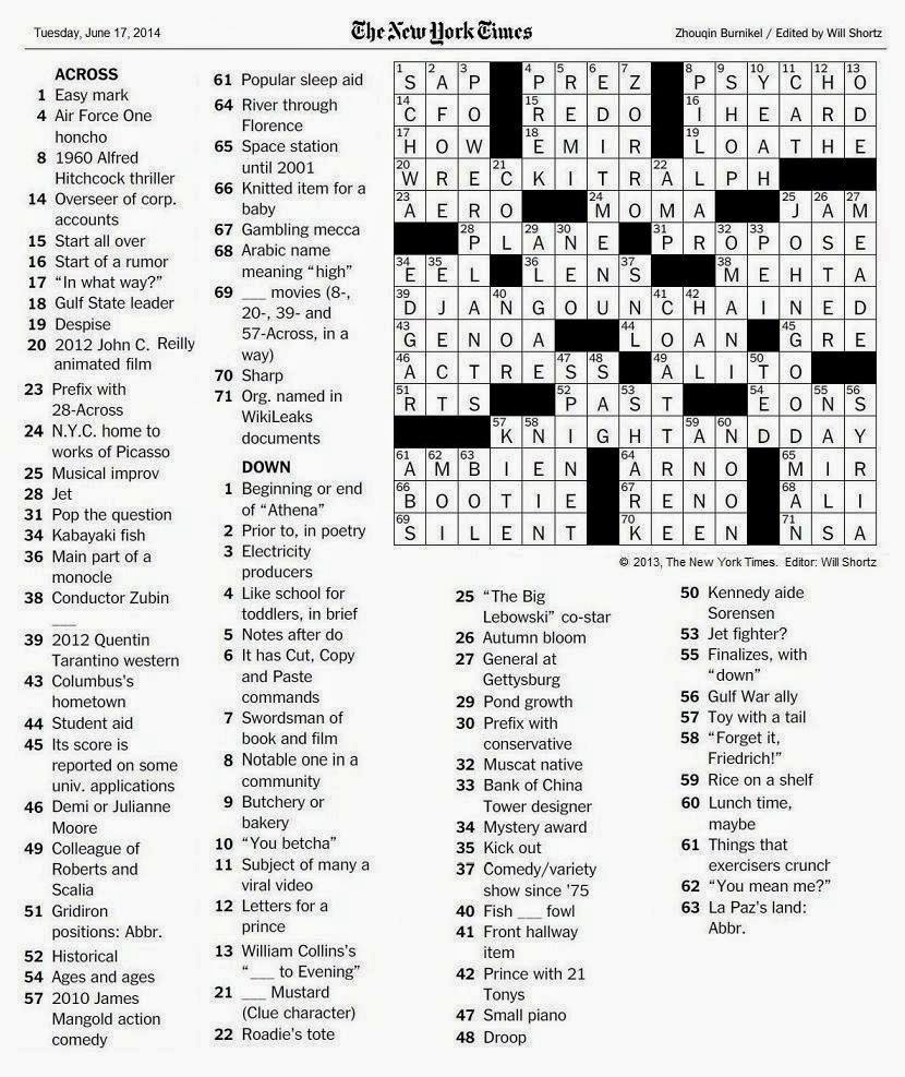 negative movie review new york times crossword