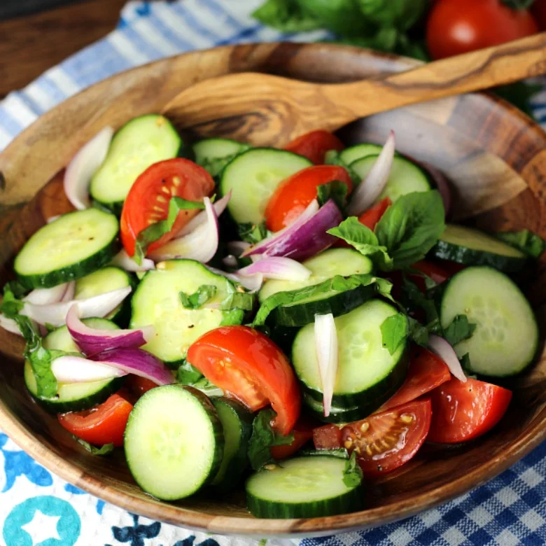 Cucumber, Tomato, and Basil Salad