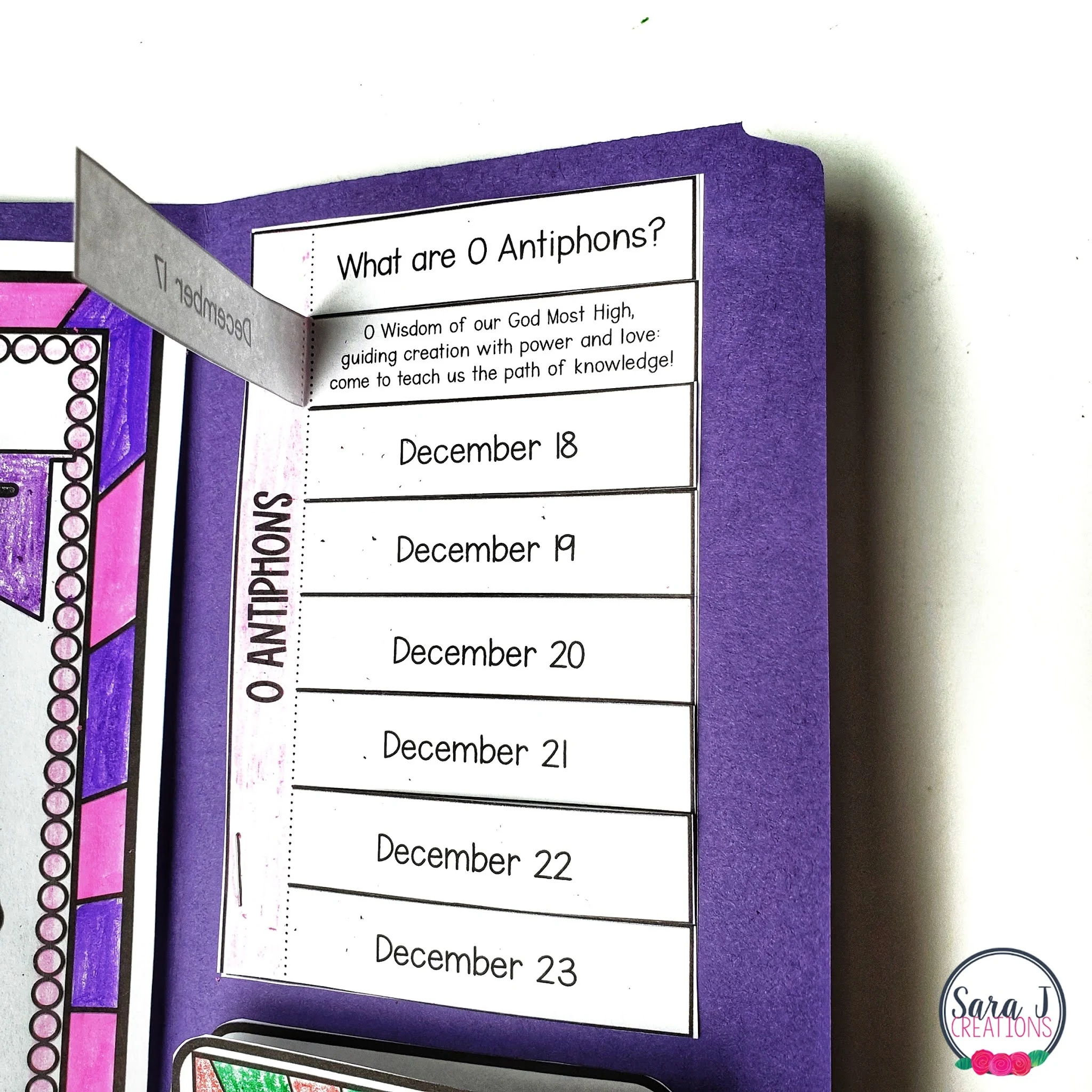 O Antiphons in the Advent lapbook for Catholic kids