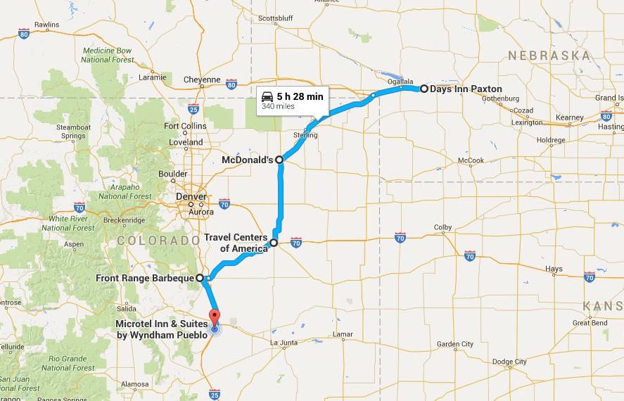 Skid and Sandy On The Road Paxton Nebraska to Pueblo Colorado