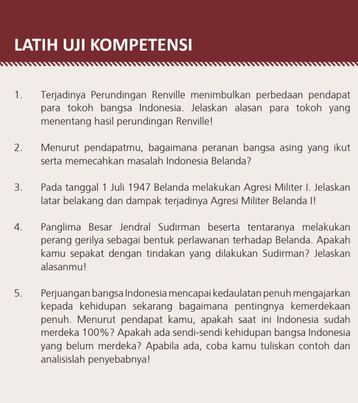 Kunci Jawaban UK Halaman 206 Sejarah Indonesia Kelas XI SMA