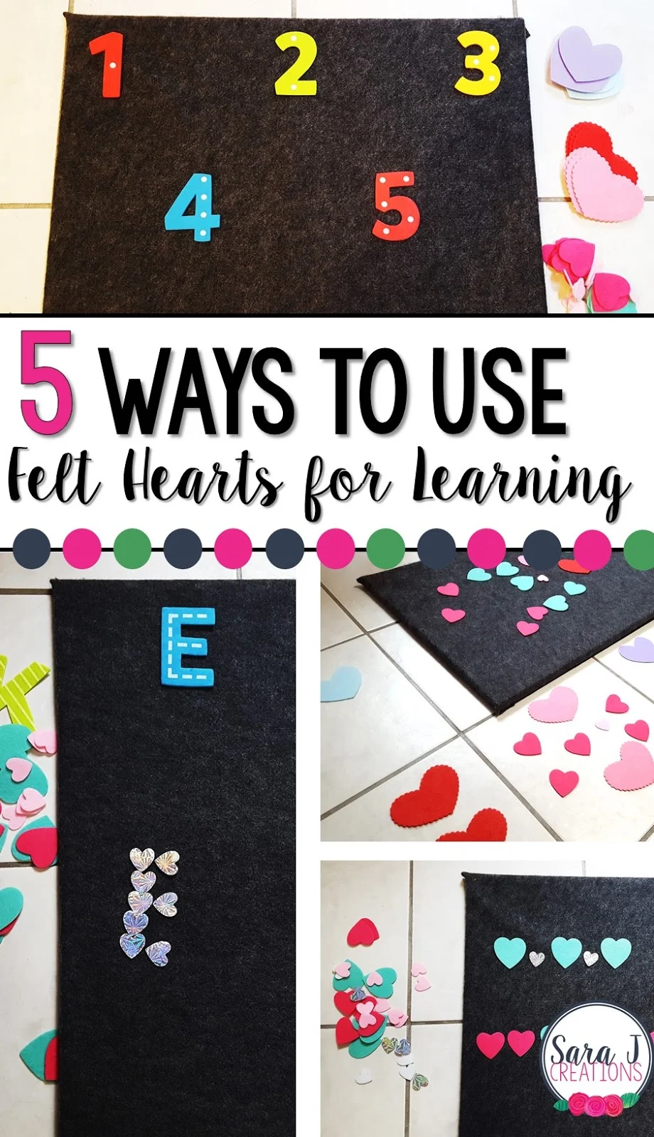 Basic math practice for toddlers and preschoolers using felt hearts to make learning fun and hands on,