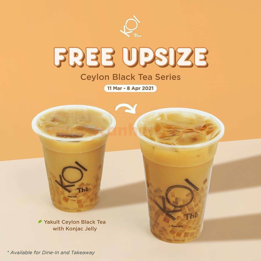KOI Thé Promo special FREE UPSIZE for Ceylon Black Tea Series scanharga