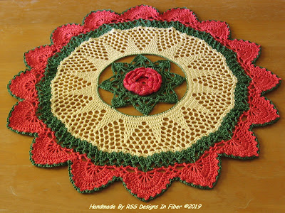  Chrysanthemum Coral Flower Crochet Doily - Handmade By Ruth Sandra Sperling at RSS Designs In Fiber