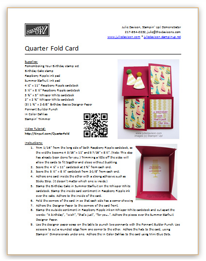 http://juliedavison.com/Tutorials/1404_QuarterFoldCard.pdf