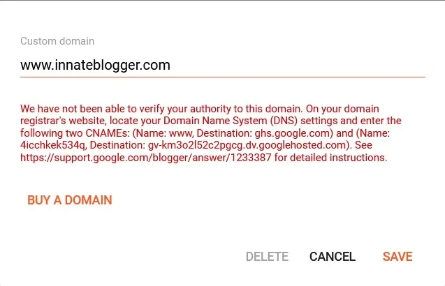 Setting Up Custom Domain with Blogger Website