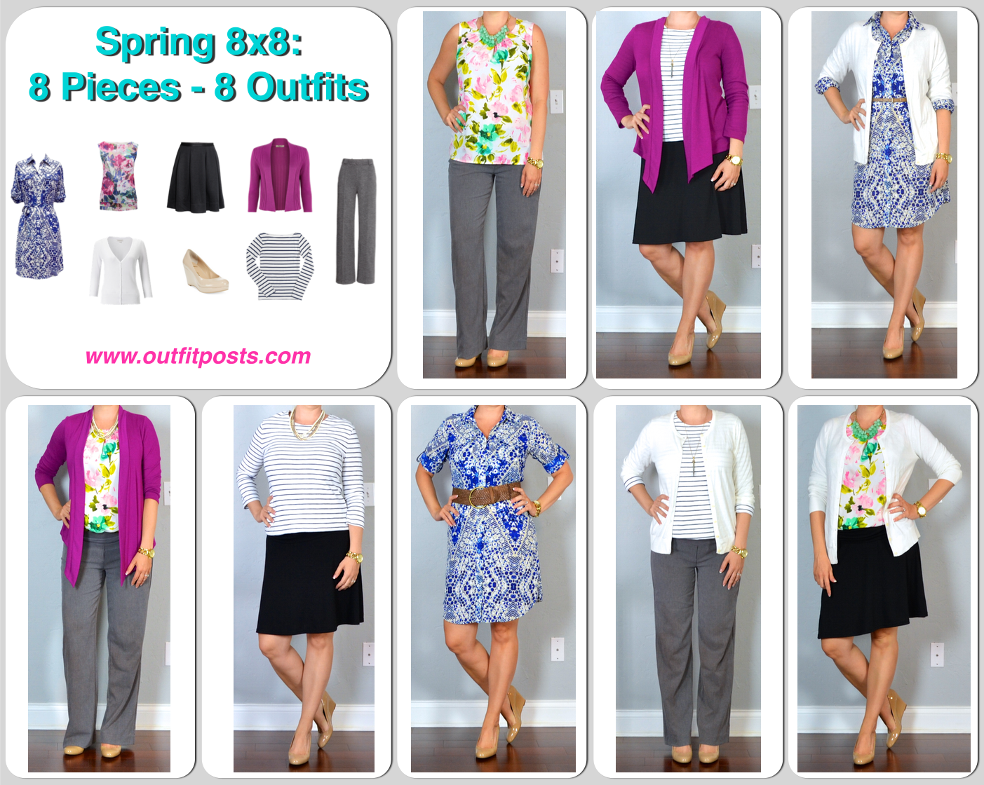 outfit post: spring 8x8 - 8 pieces - 8 outfits