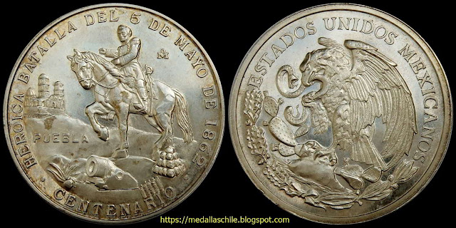 Medalla Batalla de Puebla 5 de Mayo Mexico