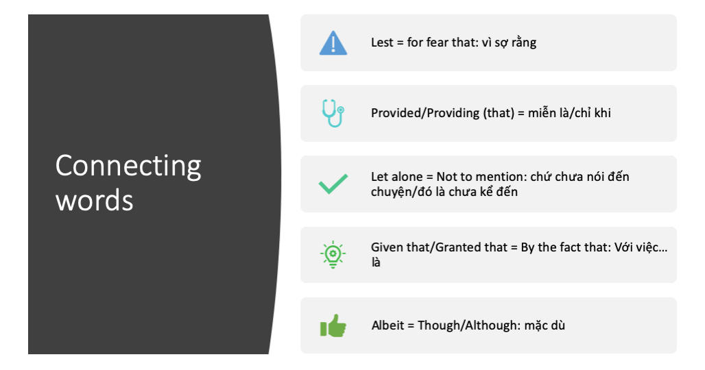 Ngoại ngữ là hành trang vào đời 5 connecting words are frequently used