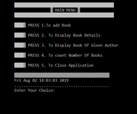 Library Management system in C programming 90 line of code.