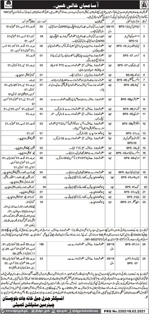 Prisons Department Balochistan Jobs 2021 for Warders