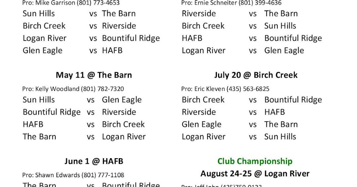 Northern Utah Women's Golf Association: Schedule Northern Utah Women's Golf Association: Schedule