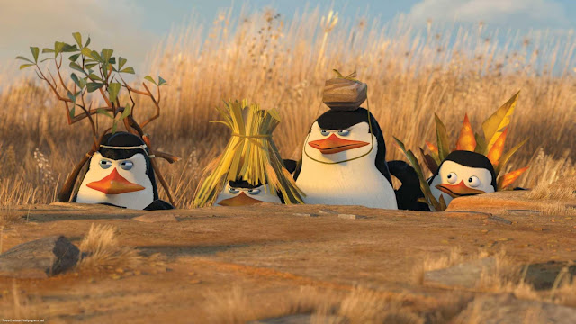Skipper, Kowalski, Rico y Soldado en una escena de Los Pingüinos de Madagascar
