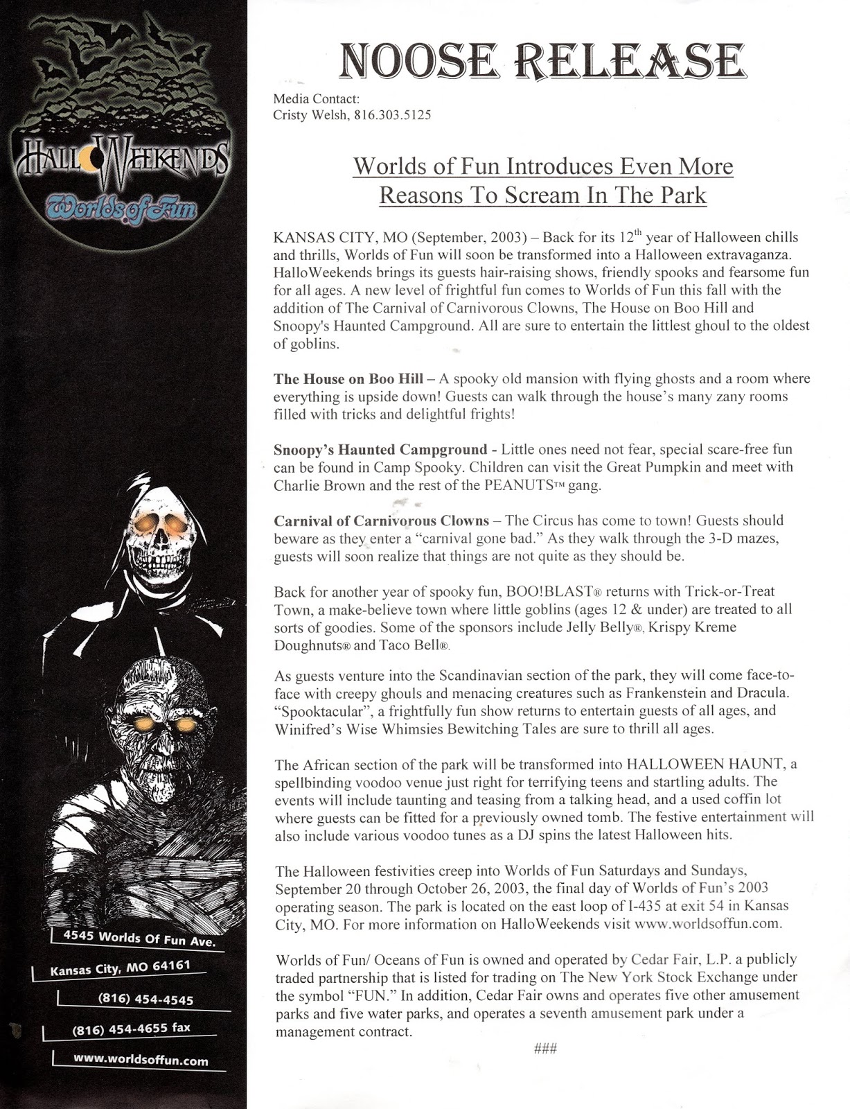 Worlds of 15 Years of Halloweekends and Haunt Maps from 2003