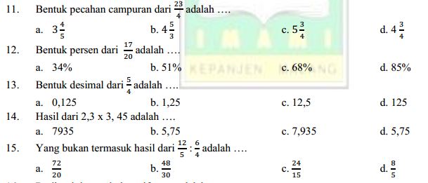 Download Kumpulan Soal Ulangan Harian Penilaian Harian Kelas 5 Sd Mi Semester 1 Kurikulum 2013