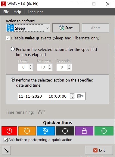 كيفية إغلاق او إعادة تشغيل او قفل الكمبيوتر تلقائياً في اوقات محددة WinExit
