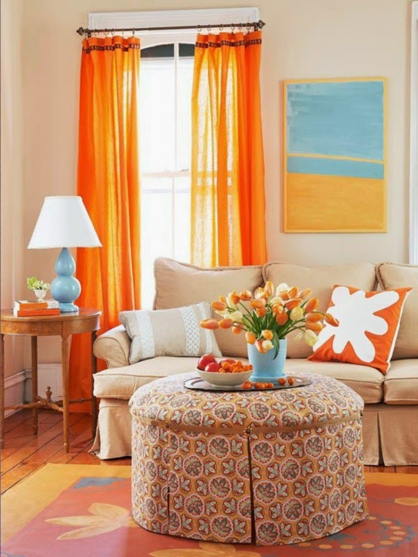 Modern orange color in the living room?