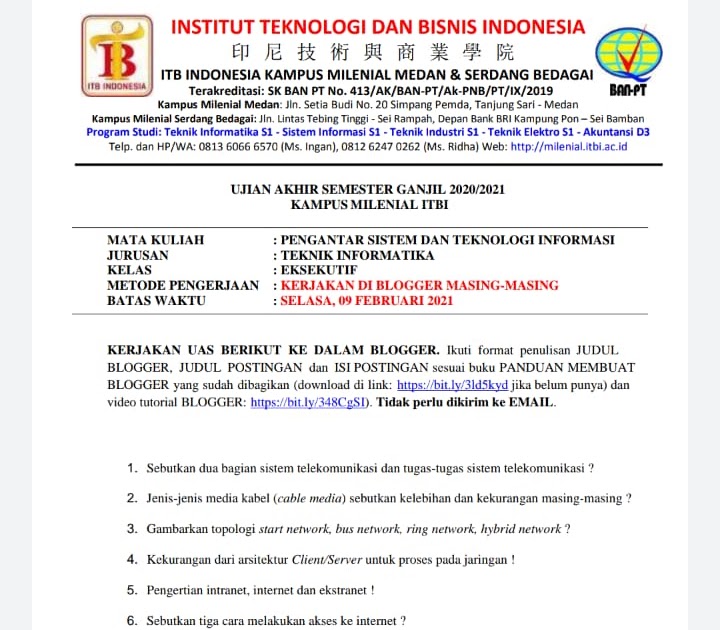 PENGANTAR SISTEM DAN TEKNOLOGI INFOMASI MILENIAL ITBI