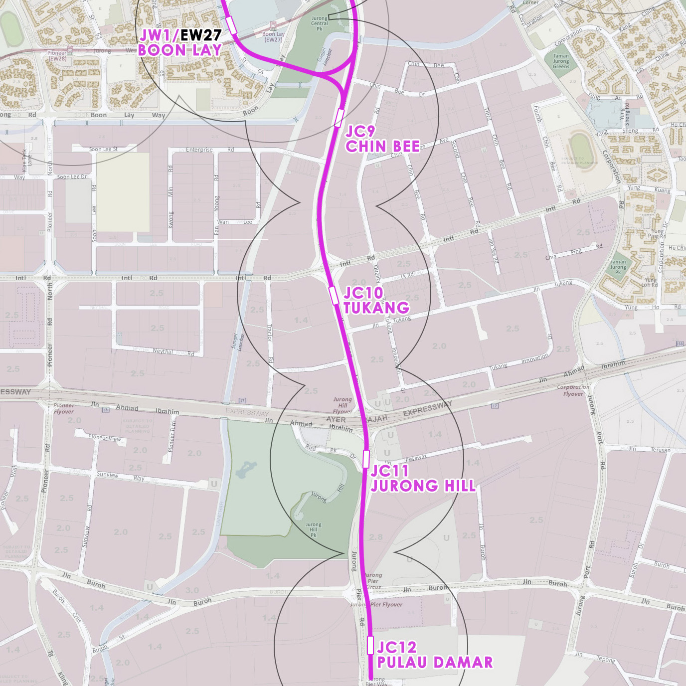 Jurong Region Line Construction: Speculative station locations
