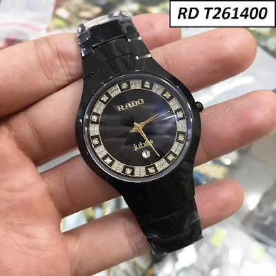 Đồng hồ đeo tay RD T261400 mặt tròn dây đá ceramic đen đẹp xuất sắc