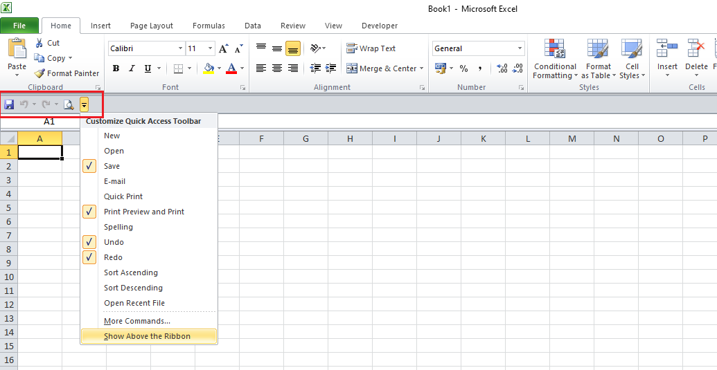Cara Memindahkan Ribbon Excel
