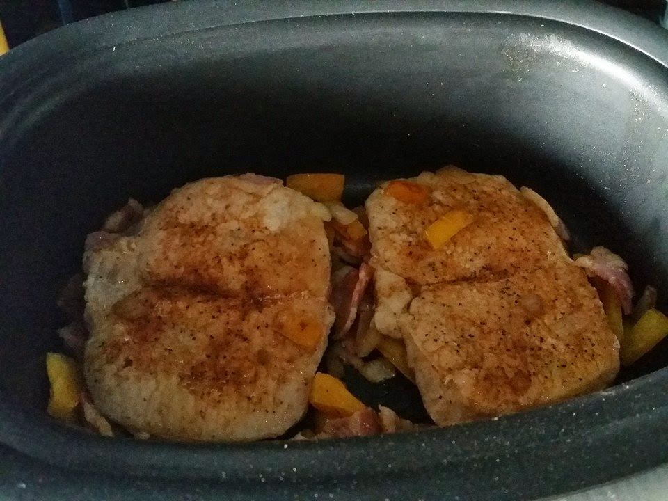 Cooking On The Truck Ninja System Pork Chops with Veggies